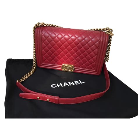 red chanel boy bag large|Chanel boy bag inside.